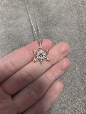 Montana Silversmiths Silver Snowflake Necklace with Gold Accents